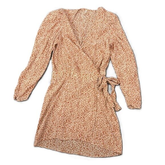 Free People Kinsley Floral Wrap Dress‎ Grapefruit Fizz Combo Size 10 - Picture 2 of 8